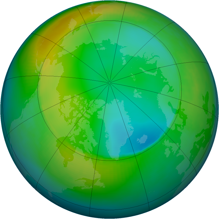 Arctic ozone map for December 1988
